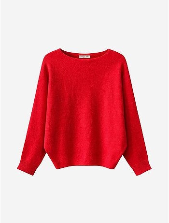 Camisola oversize de malha canelada com decote barco mixray