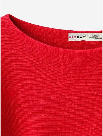 Camisola oversize de malha canelada com decote barco mixray