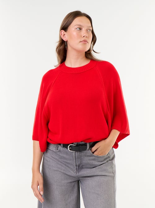Camisola oversize de malha de mangas curtas - Kiabi