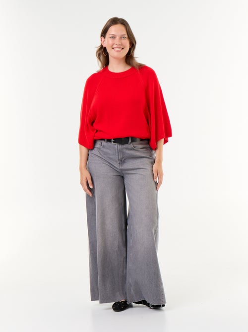 Camisola oversize de malha de mangas curtas - Kiabi