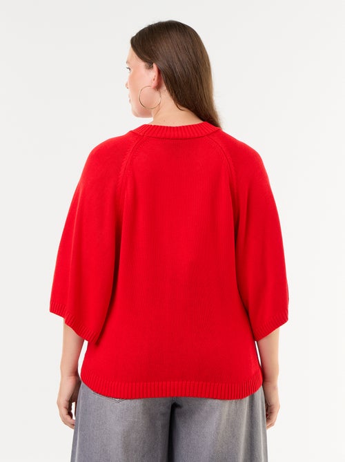 Camisola oversize de malha de mangas curtas - Kiabi