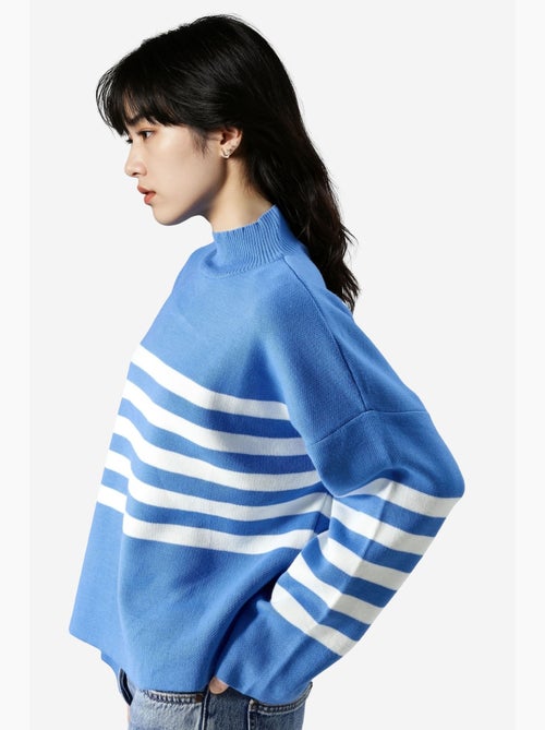 Camisola oversized às riscas com gola alta my fashion - Kiabi Camisola oversized às riscas com gola alta my fashion - Kiabi
