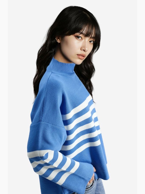 Camisola oversized às riscas com gola alta my fashion - Kiabi Camisola oversized às riscas com gola alta my fashion - Kiabi