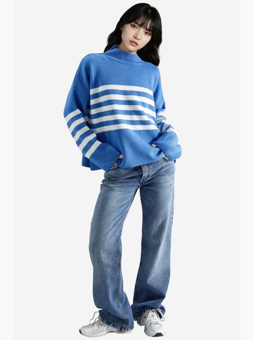 Camisola oversized às riscas com gola alta my fashion - Kiabi Camisola oversized às riscas com gola alta my fashion - Kiabi