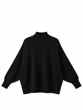 Camisola oversized canelada com meia gola alta mixray