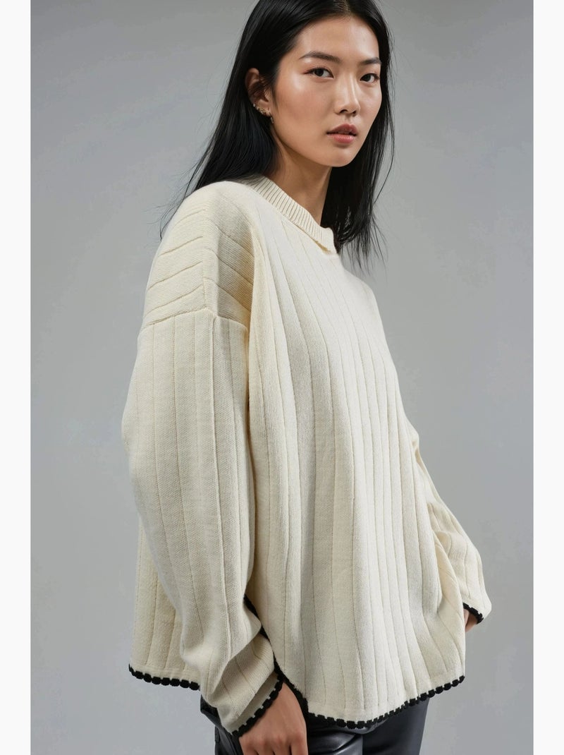 Camisola oversized com detalhe de costura my fashion Bege-argila - Kiabi