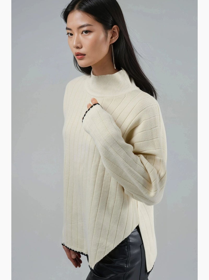 Camisola oversized com detalhe de costura my fashion Bege-argila - Kiabi