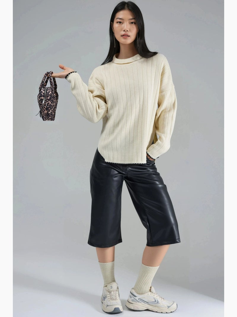 Camisola oversized com detalhe de costura my fashion Bege-argila - Kiabi
