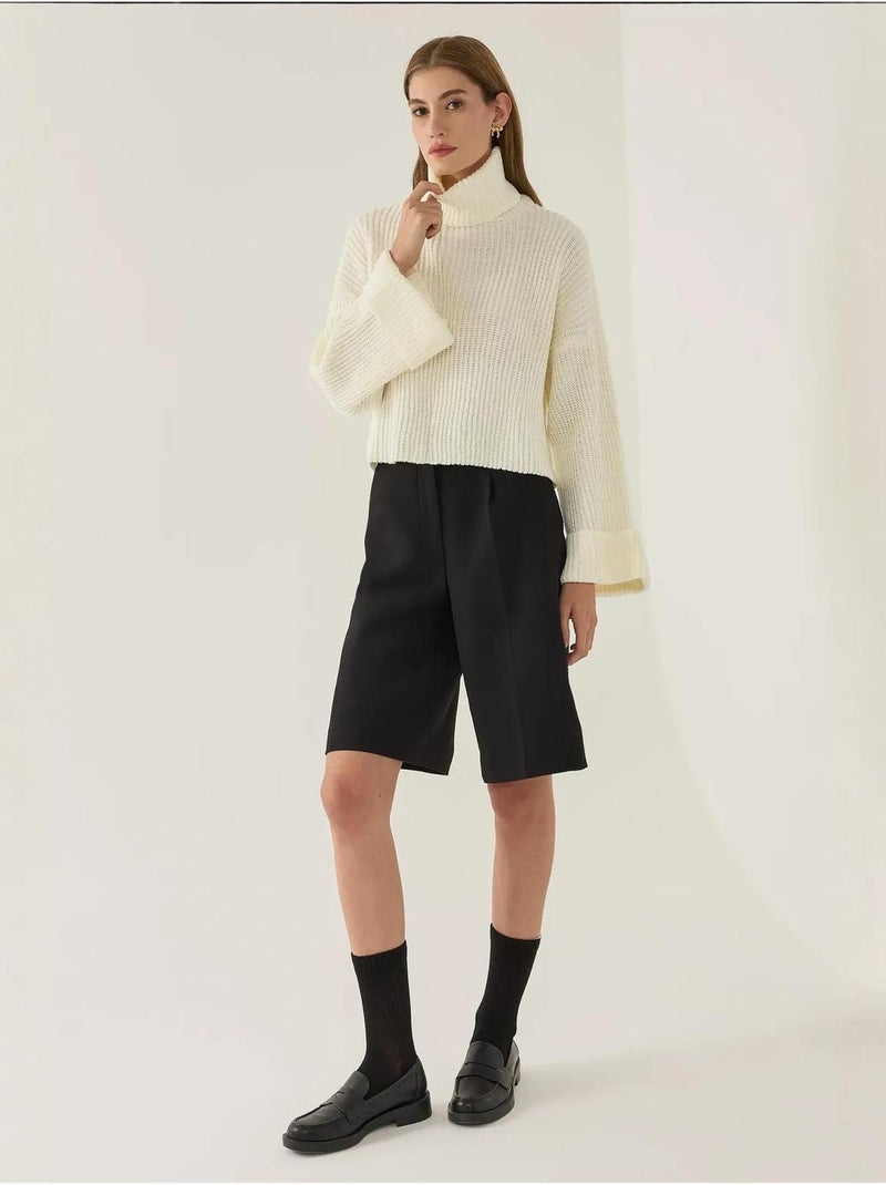 Camisola oversized de gola alta Branco - Kiabi