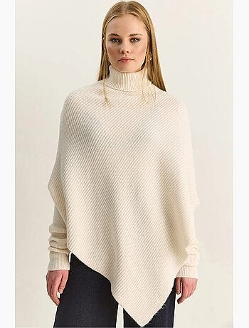 Camisola oversized de gola alta em malha canelada lucci