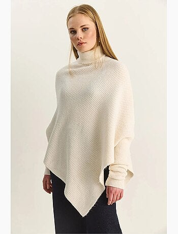 Camisola oversized de gola alta em malha canelada lucci
