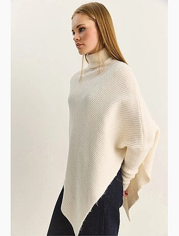 Camisola oversized de gola alta em malha canelada lucci