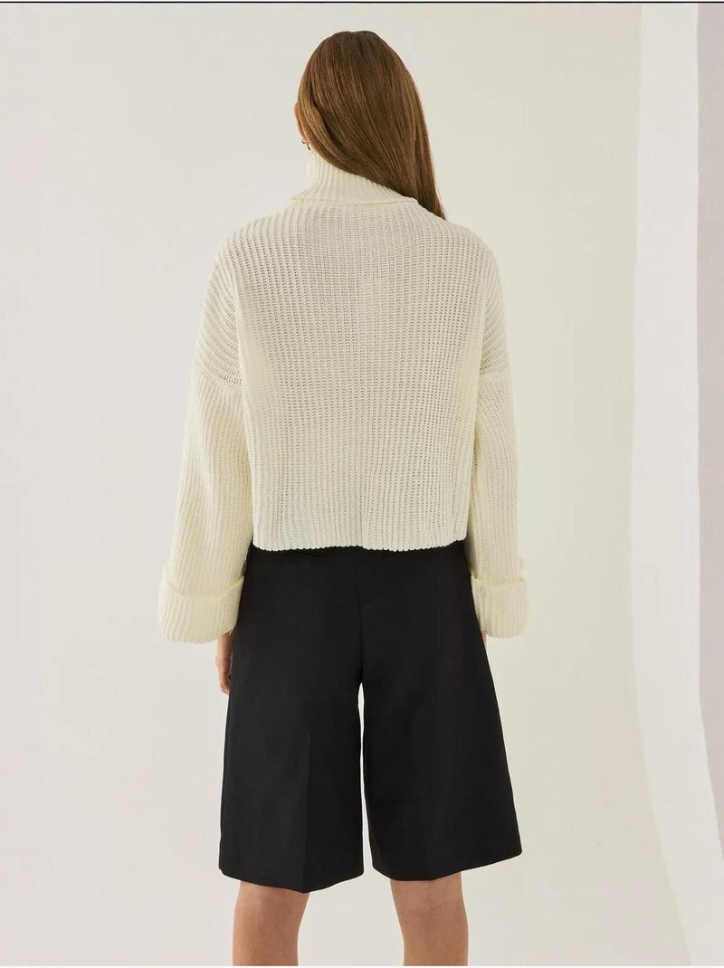 Camisola oversized de gola alta hiccup Branco - Kiabi