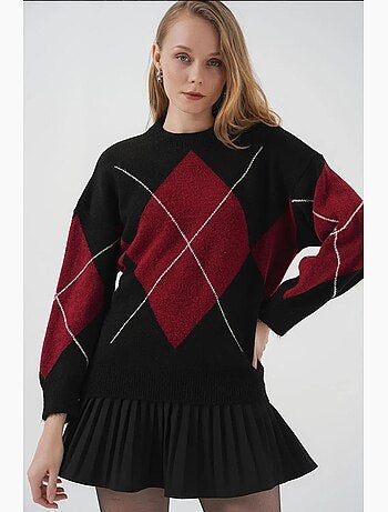Camisola oversized de losangos com decote redondo bdart