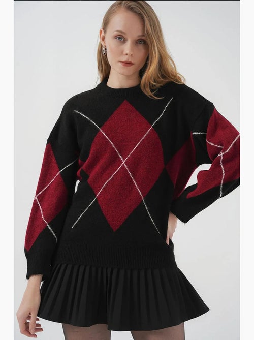 Camisola oversized de losangos com decote redondo bdart - Kiabi Camisola oversized de losangos com decote redondo bdart - Kiabi