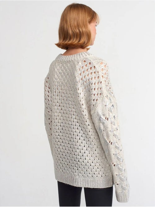 Camisola oversized de malha com tranças e decote redondo - Kiabi Camisola oversized de malha com tranças e decote redondo - Kiabi
