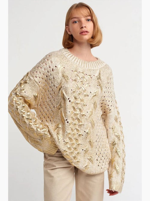 Camisola oversized de malha com tranças e decote redondo dilvin - Kiabi Camisola oversized de malha com tranças e decote redondo dilvin - Kiabi