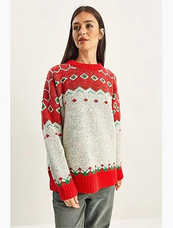 Camisola oversized de malha geométrica lucci