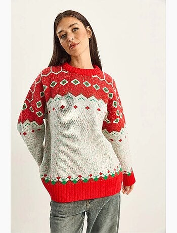 Camisola oversized de malha geométrica lucci