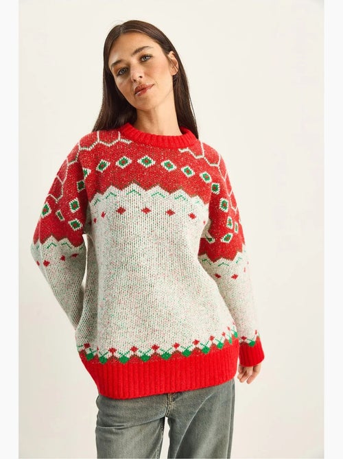 Camisola oversized de malha geométrica lucci - Kiabi Camisola oversized de malha geométrica lucci - Kiabi