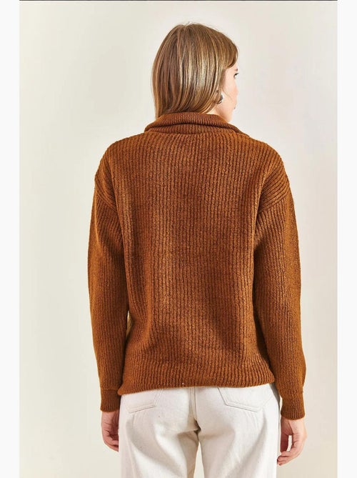 Camisola oversized de malha texturada com gola com fecho lucci - Kiabi Camisola oversized de malha texturada com gola com fecho lucci - Kiabi