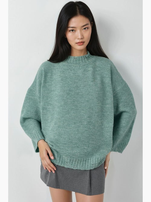 Camisola oversized de malha texturizada com decote redondo my fashion - Kiabi Camisola oversized de malha texturizada com decote redondo my fashion - Kiabi