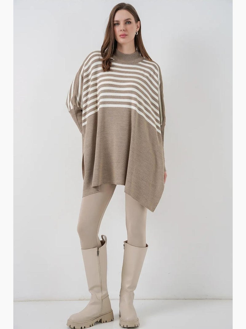 Camisola oversized em acrílico com gola redonda bdart Areia - Kiabi