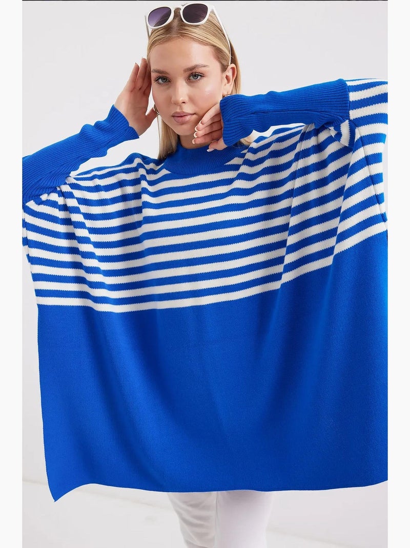 Camisola oversized em acrílico com gola redonda bdart Azul-cobalto - Kiabi