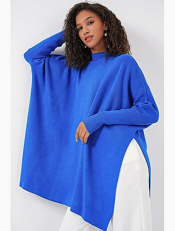 Camisola oversized em acrílico com gola redonda bdart