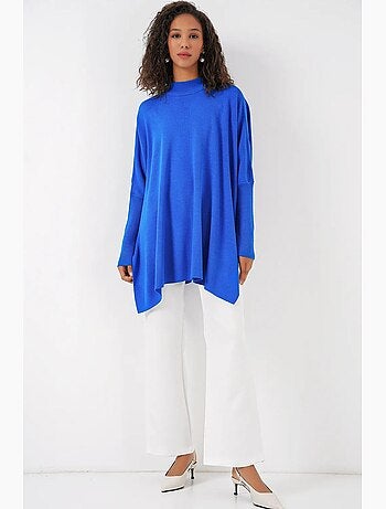Camisola oversized em acrílico com gola redonda bdart