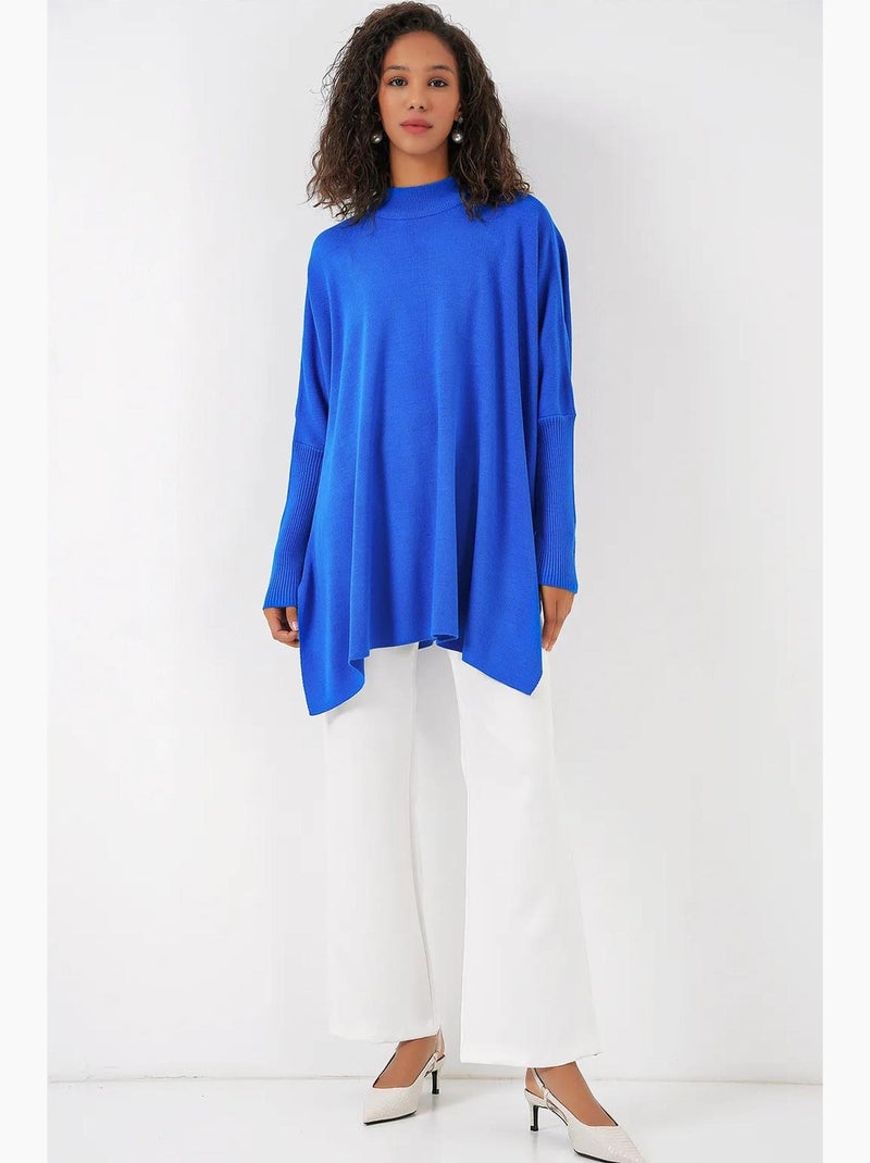 Camisola oversized em acrílico com gola redonda bdart Azul-real - Kiabi