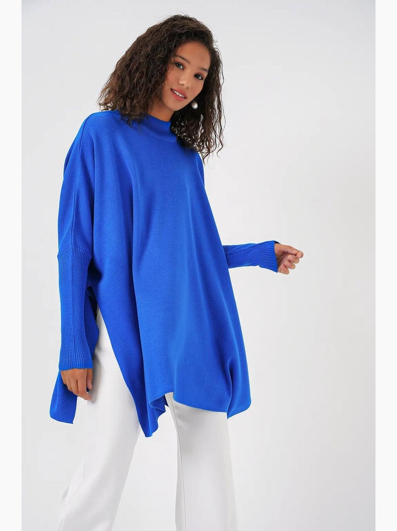 Camisola oversized em acrílico com gola redonda bdart Azul-real - Kiabi