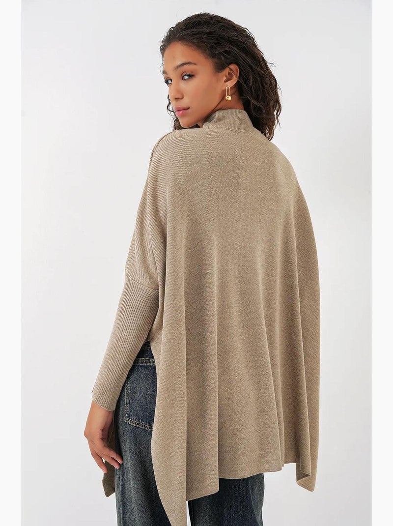Camisola oversized em acrílico com gola redonda bdart Bege-argila - Kiabi