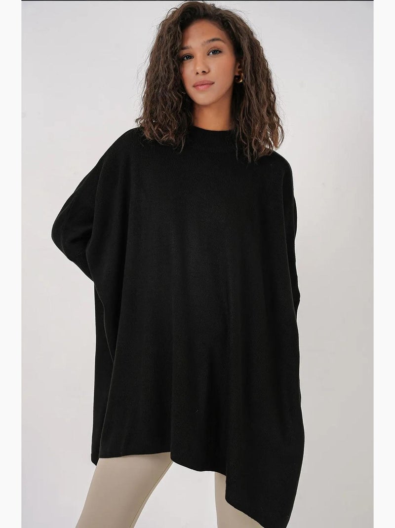 Camisola oversized em acrílico com gola redonda bdart Preto - Kiabi