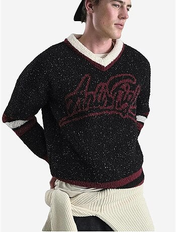 Camisola oversized em peluche com decote em v giesto