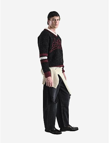 Camisola oversized em peluche com decote em v giesto
