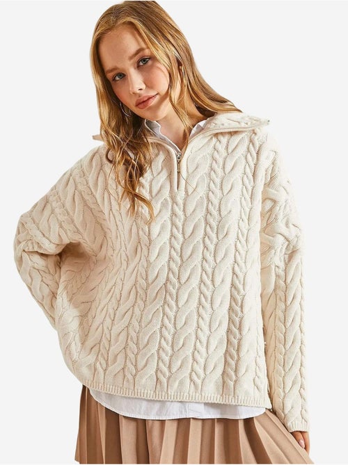 Camisola oversized para cabelo e barba com gola com fecho de correr lucci - Kiabi Camisola oversized para cabelo e barba com gola com fecho de correr lucci - Kiabi