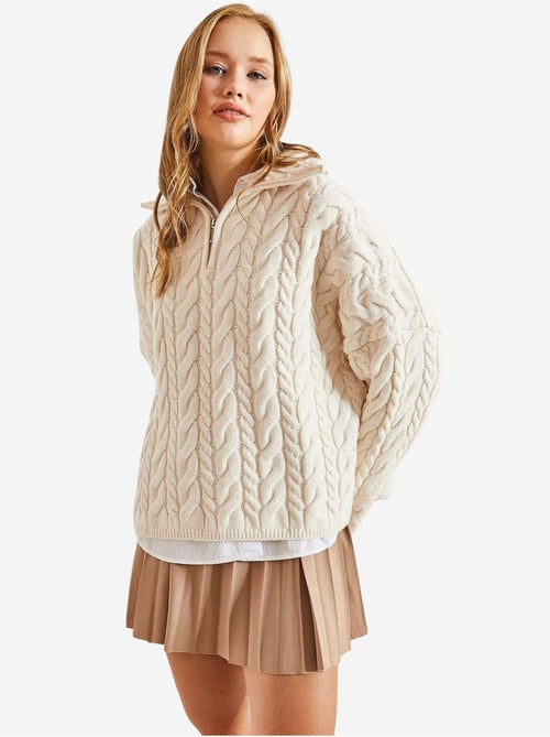 Camisola oversized para cabelo e barba com gola com fecho de correr lucci - Kiabi Camisola oversized para cabelo e barba com gola com fecho de correr lucci - Kiabi