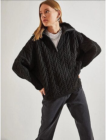 Camisola oversized para cabelo e barba com gola com fecho de correr lucci