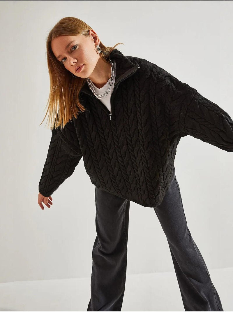 Camisola oversized para cabelo e barba com gola com fecho de correr lucci Preto - Kiabi