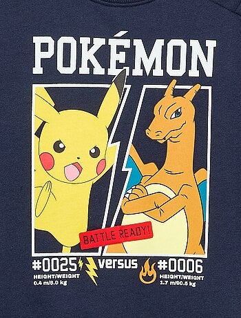 Camisola 'Pokémon' 'Pikachu' e 'Dracofogo' de gola redonda