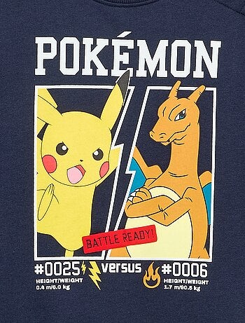 Camisola 'Pokémon' 'Pikachu' e 'Dracofogo' de gola redonda