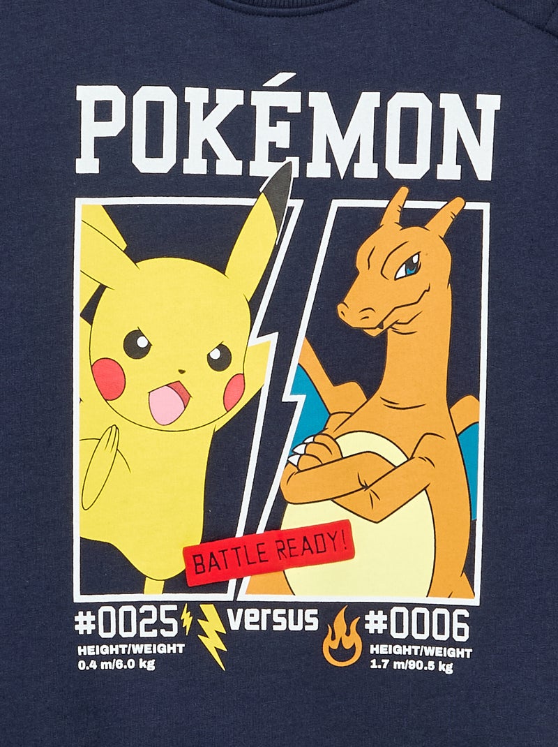 Camisola 'Pokémon' 'Pikachu' e 'Dracofogo' de gola redonda Azul - Kiabi