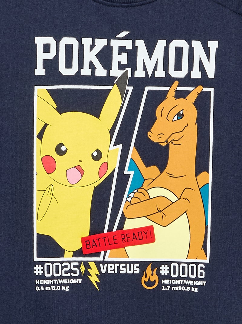 Camisola 'Pokémon' 'Pikachu' e 'Dracofogo' de gola redonda Azul - Kiabi