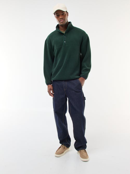 Camisola polar com gola de camionista com botões de pressão - Kiabi