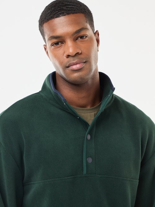 Camisola polar com gola de camionista com botões de pressão - Kiabi