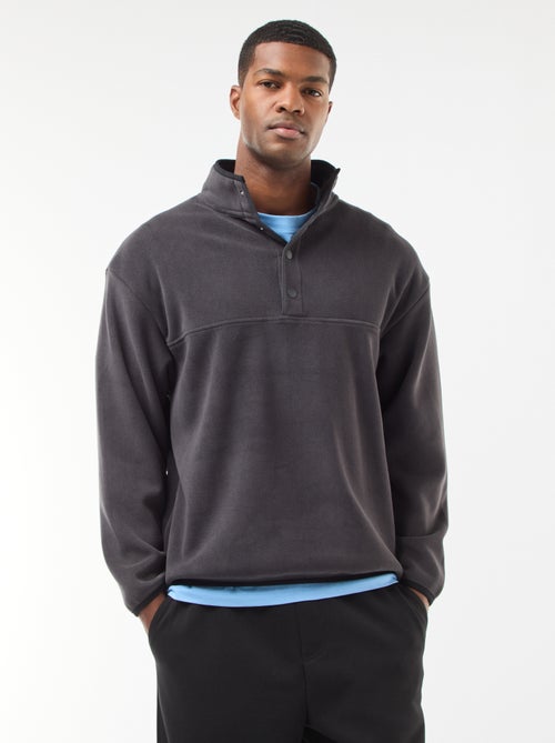 Camisola polar gola de camionista com botões de pressão - Kiabi