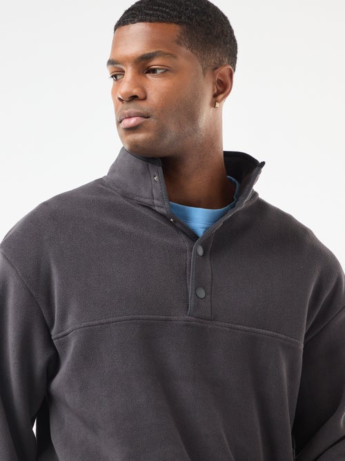 Camisola polar gola de camionista com botões de pressão - Kiabi