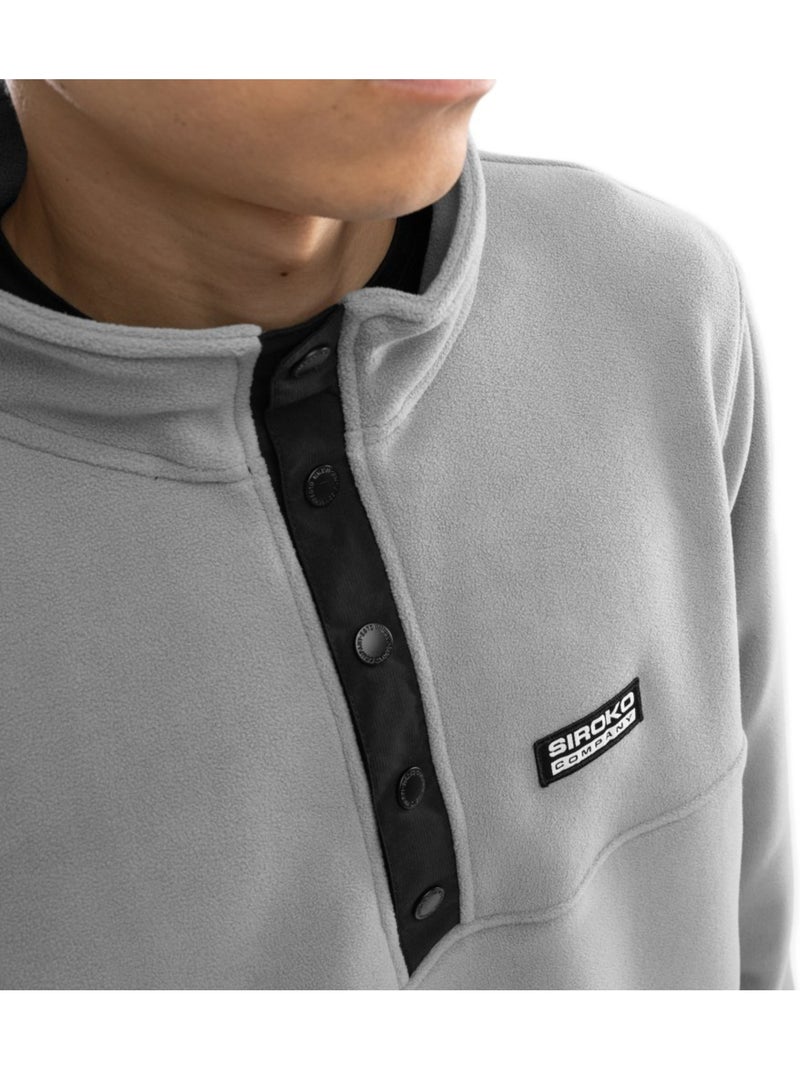 Camisola polar grossa com meio fecho para homem Branco Cinza - Kiabi
