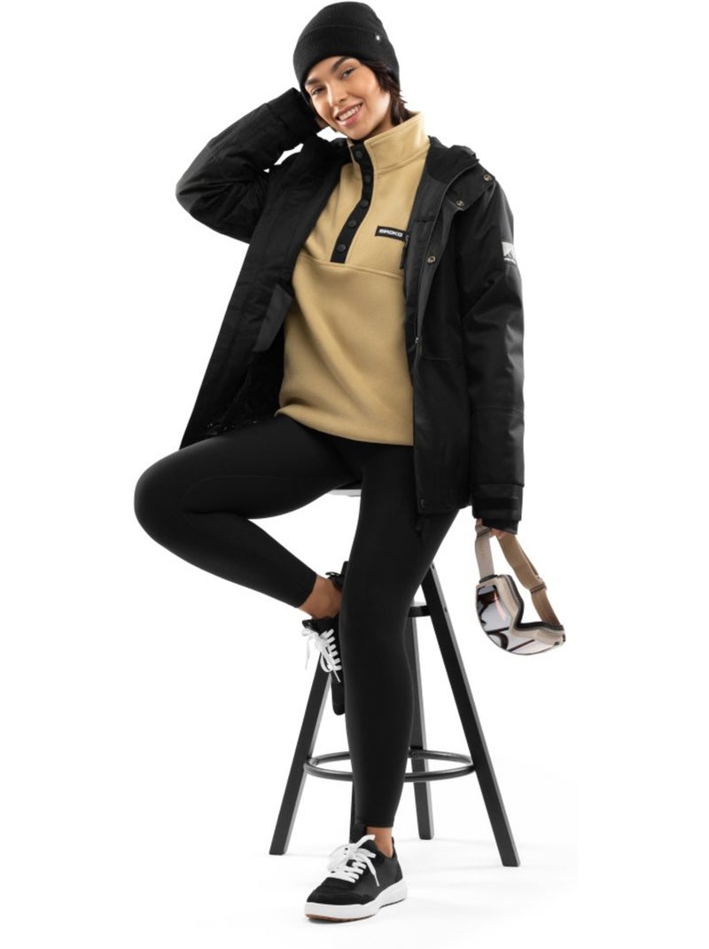 Camisola polar grossa com meio fecho para mulher Bege - Kiabi